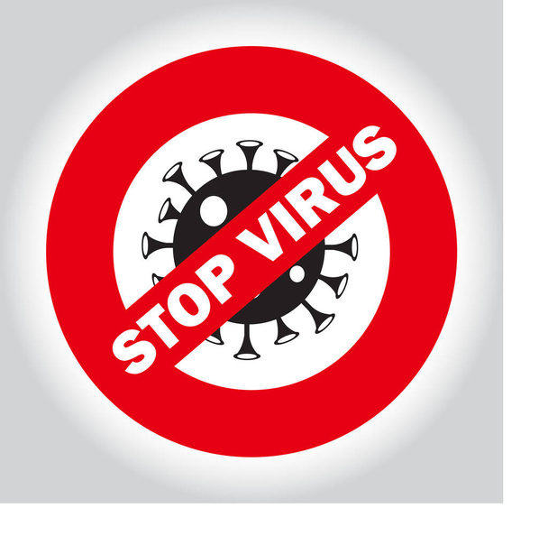 STOP Coronavirus 2019-nCov virus icon. Pathogen respiratory infection deadly coronavirus. Asian Flu outbreak. Influenza pandemic. Wuhan China. - ベクター画像