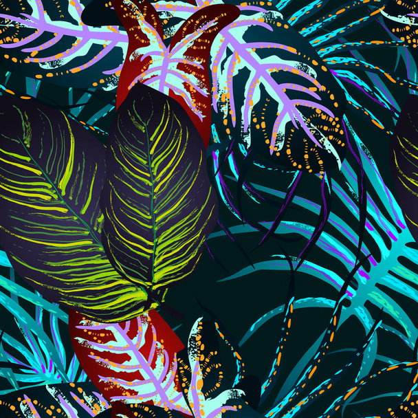 Tropical Leaf. Modern Motif. Jungle Print. - Vector, afbeelding