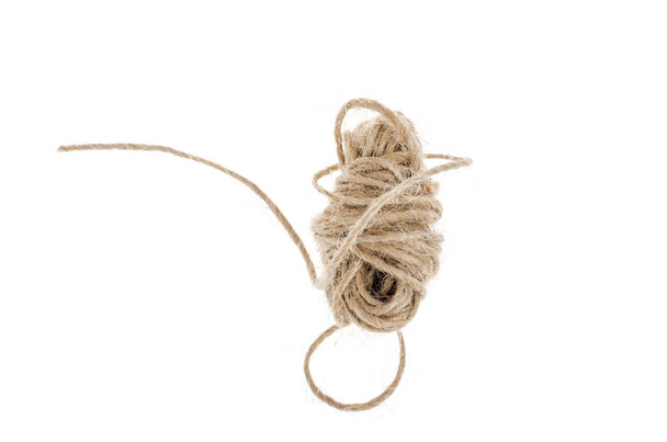 Small skein of rope isolated on white background. Studio Photo - Photo, Image