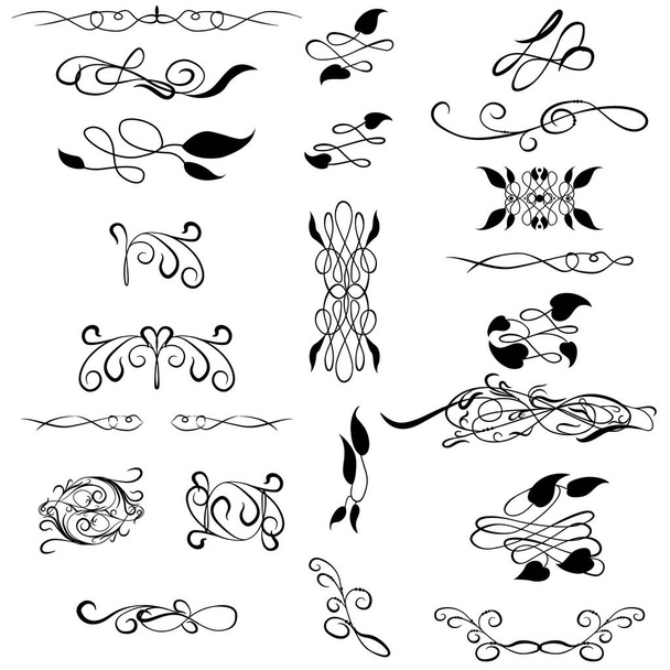 Set of calligraphic hand drawn decorative elements - Vektor, kép