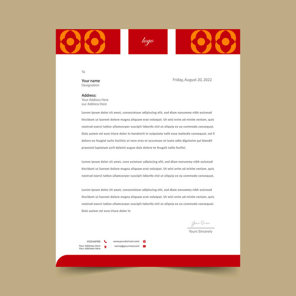 Red Elegant Letterhead Pad Template Design - Вектор, зображення