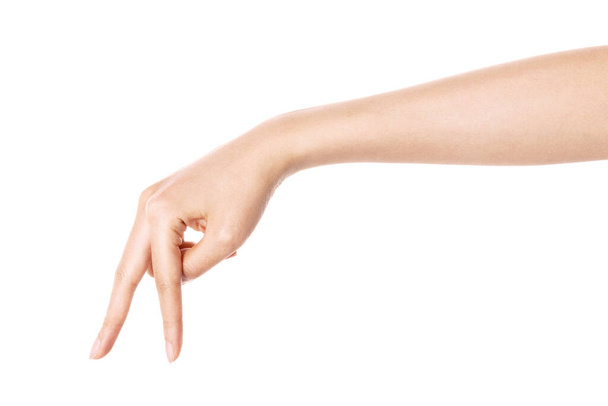 vrouw hand gebaar (lopen, lopen) geïsoleerd op wit. - Foto, afbeelding