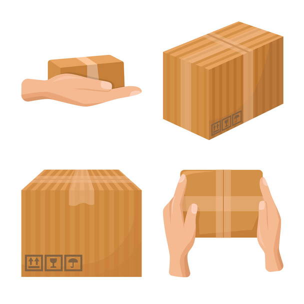 Ilustración vectorial de parcela y logotipo del producto. Colección de paquete y contenedor símbolo de stock para la web
. - Vector, imagen