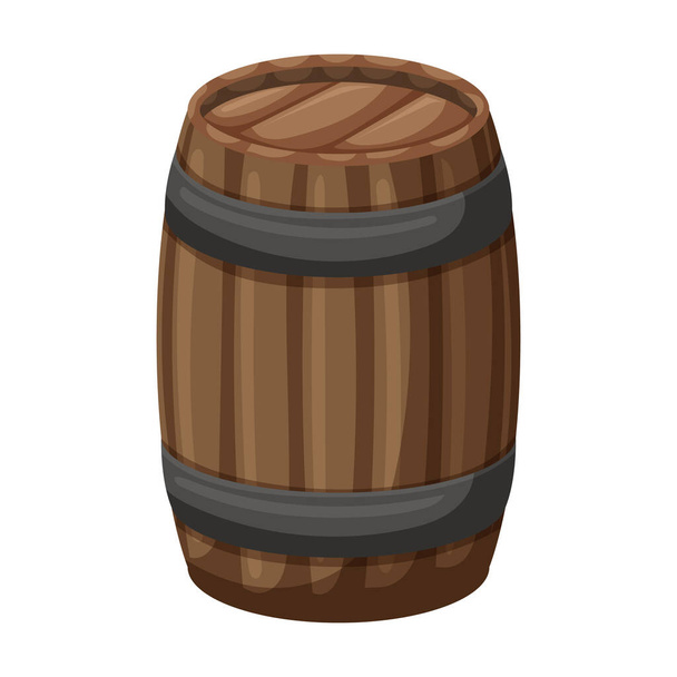 Wooden barrel vector icon.Cartoon vector icon isolated on white background wooden barrel. - Vektör, Görsel