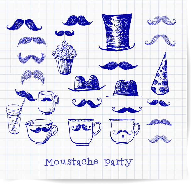 Moustache party objects - Vektör, Görsel