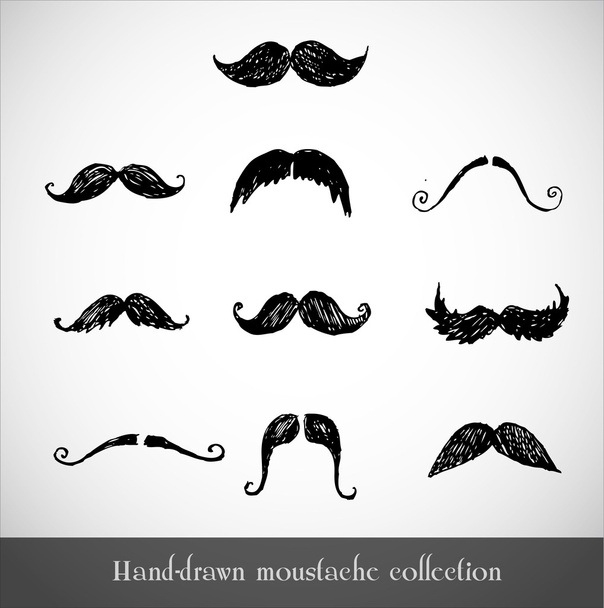 Set of hand-drawn moustaches - Vector, Image