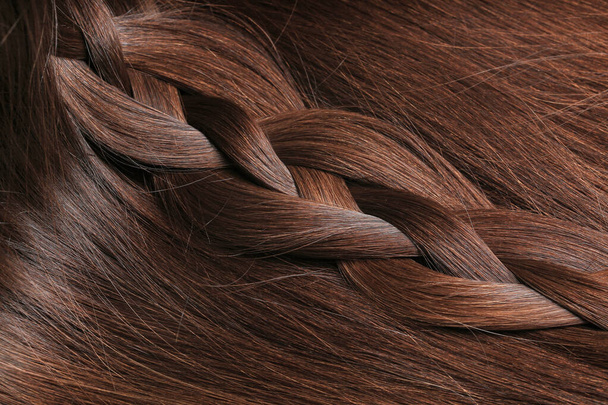 Zdravé hnědé ženské vlasy, detailní záběr - Fotografie, Obrázek