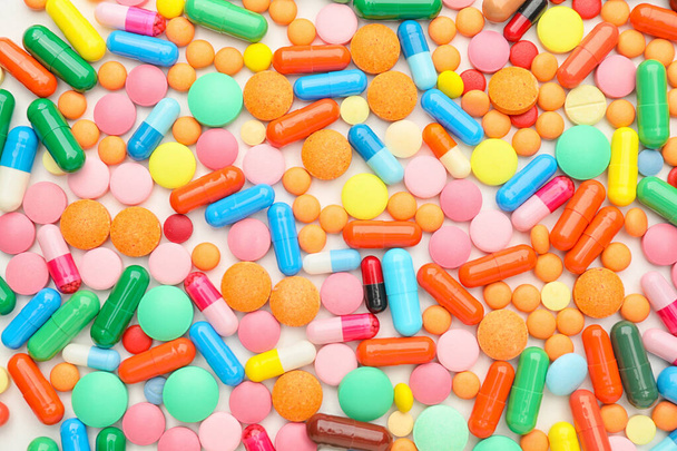 Heap of different pills as background - Foto, Imagem