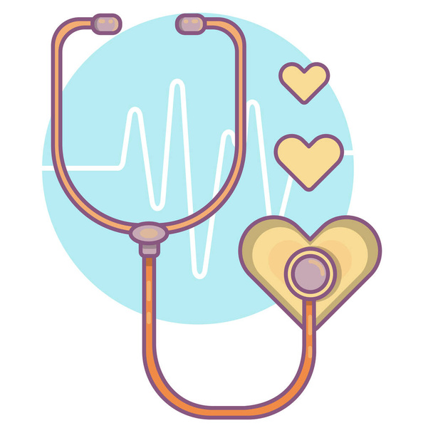 Soins médicaux et de santé seIcône de soins cardiaques avec stéthoscope. Illustration vectorielle
 - Vecteur, image