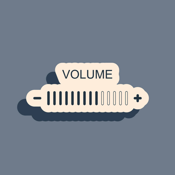 Black Volume adjustment icon isolated on grey background. Long shadow style. Vector Illustration - Vector, Image