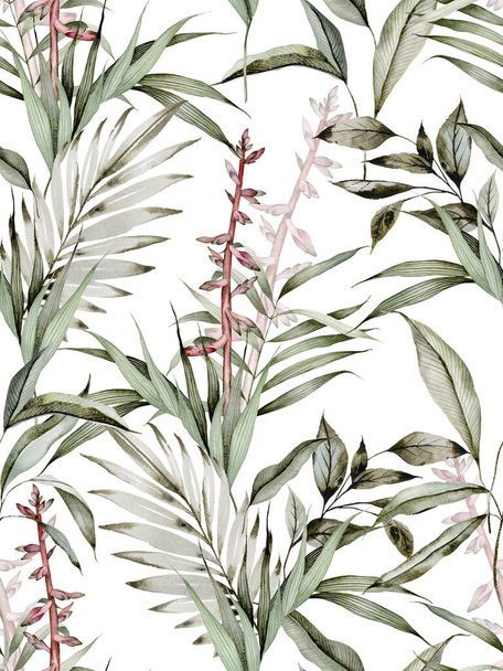 Seamless watercolor pattern with branches. - Фото, изображение