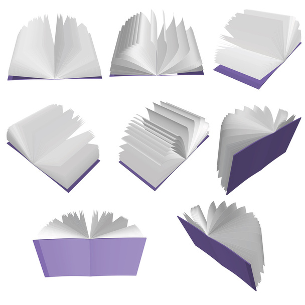 paarse boeken - Vector, afbeelding