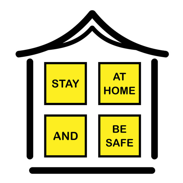 Vektorkép egy ház logójáról egy hívással, hogy maradjon otthon a karantén alatt, és mentsék meg, ami a családvédelem szimbóluma egy járvány idején. EPS10 kórokozó-átvivő. - Vektor, kép