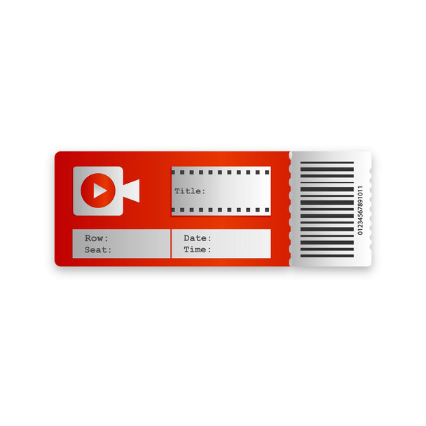 Boleto rojo moderno para cine, cine, teatro. Diseño realista con sombra. Vector EPS 10
 - Vector, Imagen