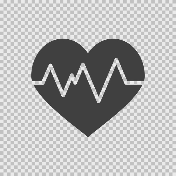 Fekete szív lüktet átlátszó háttérrel. EPS 10 vektor - Vektor, kép