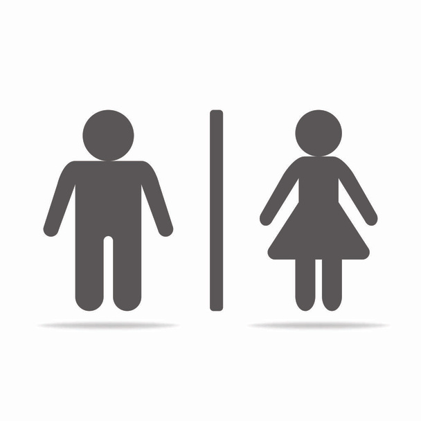 WC restroom for men and woment as silhouette with wall and shadow. Flat design. Vector EPS 10 - Vector, Image