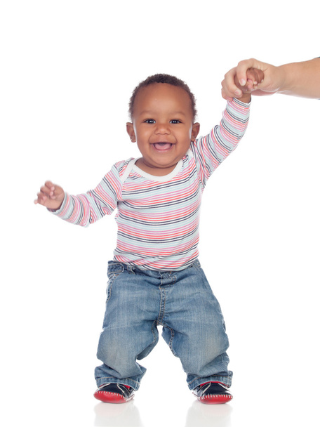 Beautiful African American baby learning to walk - Valokuva, kuva