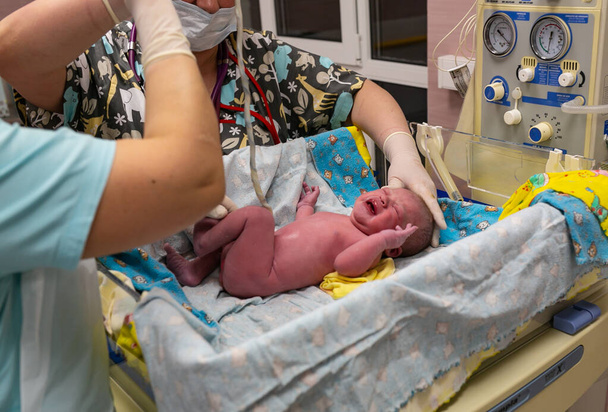 Νεογνό μωρό μετά τη γέννηση στο νοσοκομείο - Φωτογραφία, εικόνα