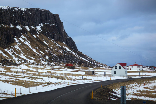 Snow-covered roads of northern Iceland, long way to go - Photo, Image