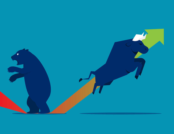 Rynek Bull Bear prezentuje spadkową tendencję na giełdzie - Wektor, obraz