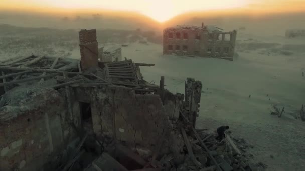 A man on the ruins of a house - Footage, Video