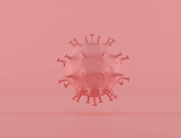 Minimales Bild von Coronavirus-Zellen, Covid-19 auf rosa Hintergrund. 3D-Rendering. - Foto, Bild