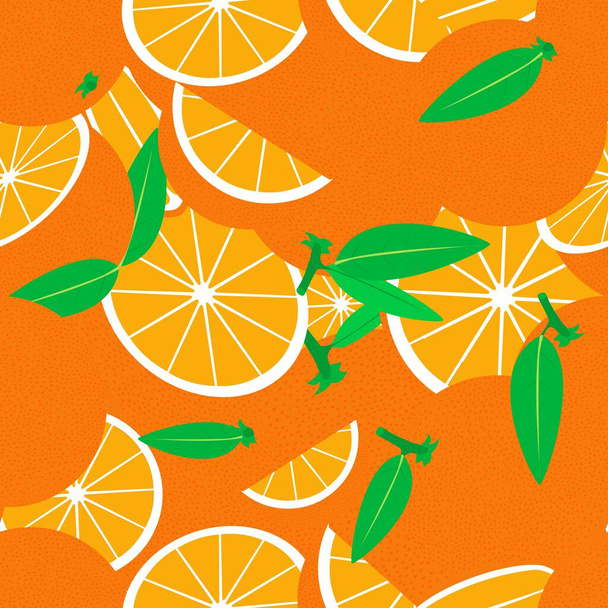 オレンジと熱帯シームレスパターン。ベクターフルーツの背景や壁紙. - ベクター画像