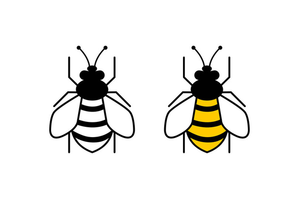 Bienenflach und Web-Ikonen. Bienen, isoliert auf weißem Hintergrund. Bienen-Ikone im modernen flachen Design. Vektorillustration. - Vektor, Bild
