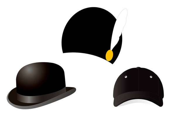 Sombrero negro engastado en blanco .illustration design
 - Foto, Imagen