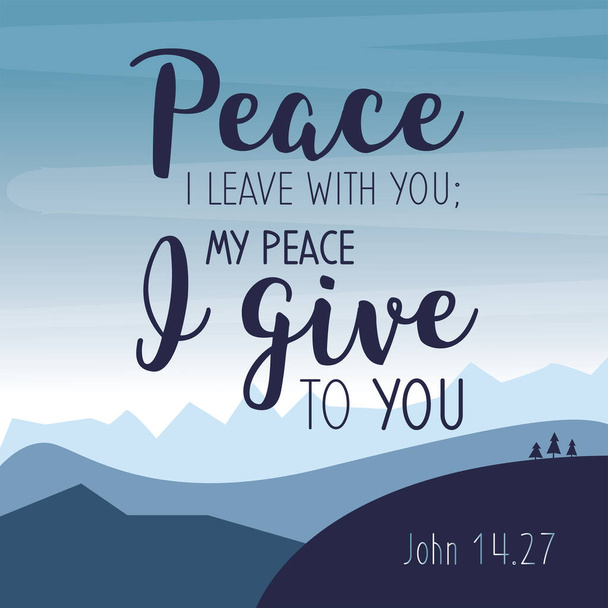 Mijn Vrede geef ik je. Bijbel Typografie Ontwerp Kaart van het Evangelie van Johannes. motiveringsquote. - Vector, afbeelding