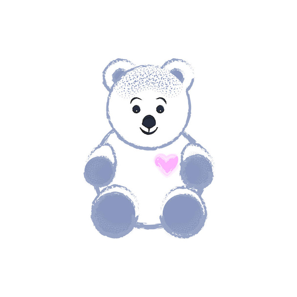  αρκουδάκι σε λευκό φόντο με καρδιά - Διάνυσμα, εικόνα