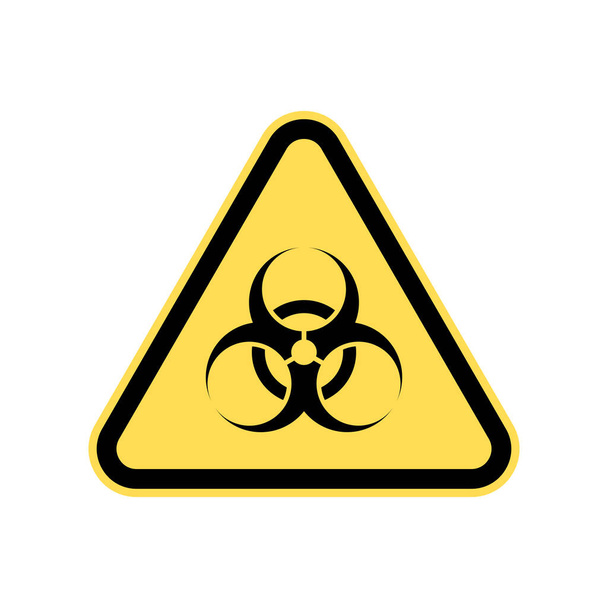 Σήμα προειδοποίησης βιολογικού κινδύνου σε κίτρινο τρίγωνο. Πανδημικός πανικός. - Διάνυσμα, εικόνα
