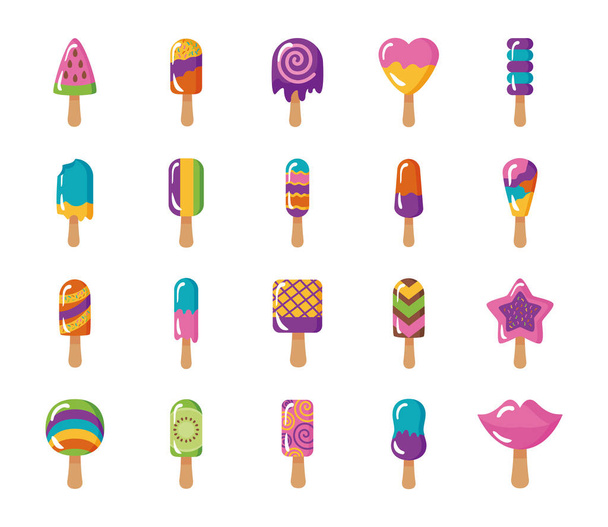 fascio di gelati set icone
 - Vettoriali, immagini