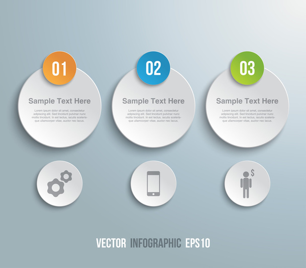 Panel with circle paper banners and icons for business design - Vecteur, image