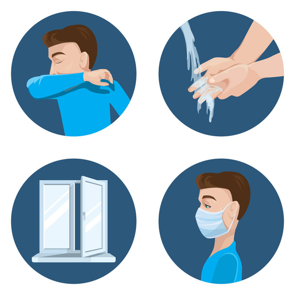 Precautions during spread of virus. - ベクター画像