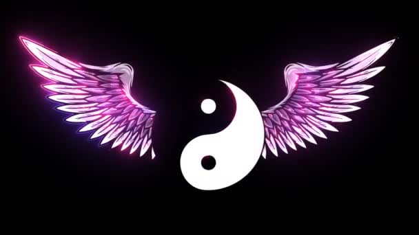 Traditioneel Chinees Yin-Yang symbool met opgeheven vleugels - Video