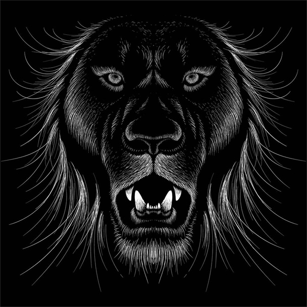Vector logo lion for tattoo or T-shirt print design or outwear - Vector, Image