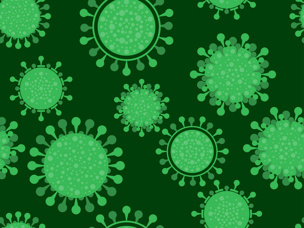 Νόσος Coronavirus COVID-19. Ιοκύτταρα αδιάλειπτη μοτίβο. 2019-nCoV, αναπνευστικό σύνδρομο Μέσης Ανατολής. Πανδημία του Coronavirus. Εικονογράφηση διανύσματος - Διάνυσμα, εικόνα