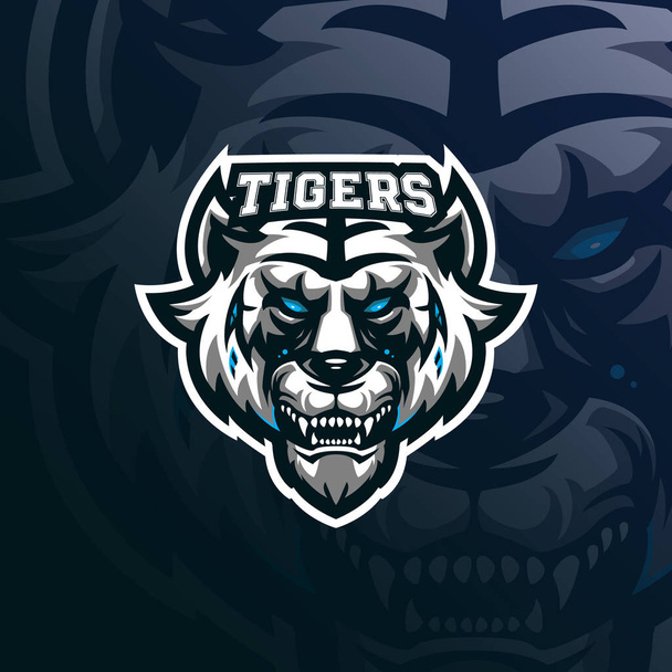 vector de diseño del logotipo de la mascota del tigre con un moderno estilo de concepto de ilustración para la impresión de insignias, emblemas y camisetas. ilustración cabeza de tigre para el equipo deportivo. - Vector, Imagen