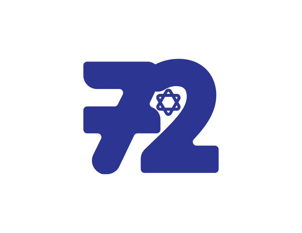 72º Día de la Independencia de Israel Icono azul con la estrella de David sobre fondo blanco
 - Vector, imagen