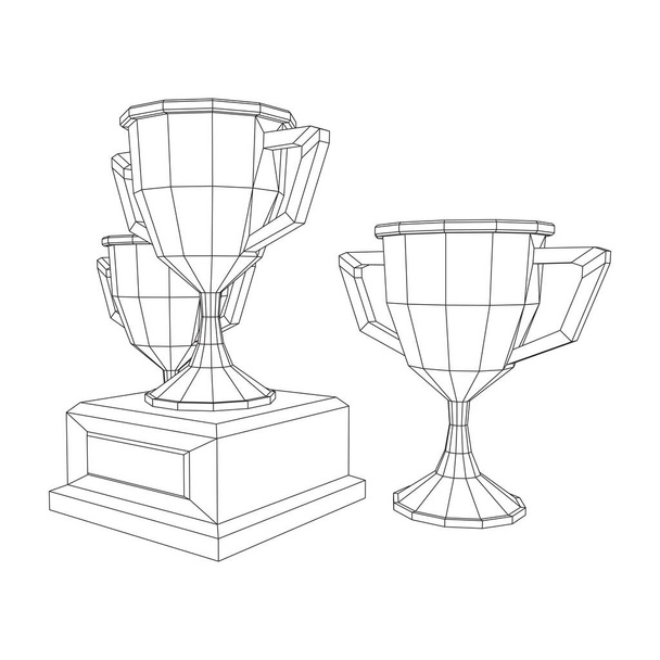 Winner trophy cup. Wireframe vector illustration - Vektor, Bild
