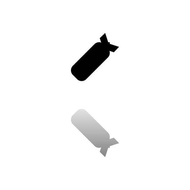 Fliegerbombe. Schwarzes Symbol auf weißem Hintergrund. Einfache Illustration. Flat Vector Icon. Spiegelreflexschatten. Kann in Logo-, Web-, Mobil- und UI UX-Projekten verwendet werden - Vektor, Bild