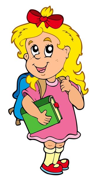 School girl with green book - Вектор,изображение