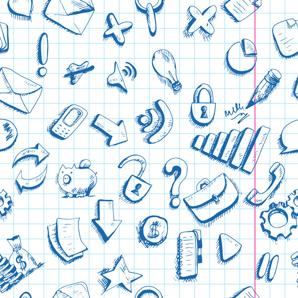 Doodle internet icons seamless background - Vector, Image