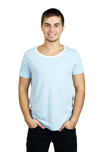 Portrait of young man on grey background - Foto, immagini