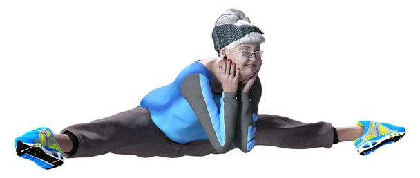 3D rendering of a senior woman exercising isolated on white background - Foto, Imagen