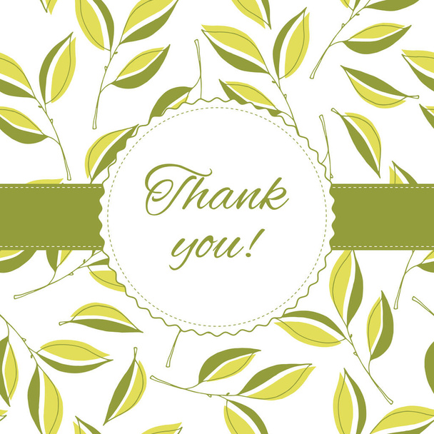 White Appreciation card with a green leaf pattern. Thank You card - Φωτογραφία, εικόνα