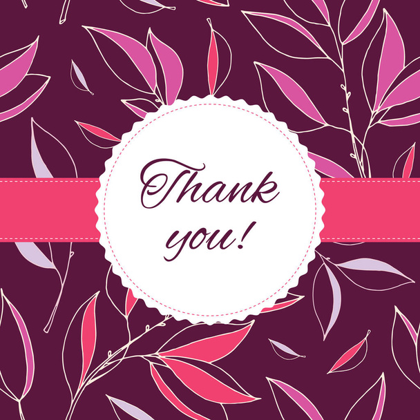 Purple Appreciation card with a leaf pattern. Thank You card - Φωτογραφία, εικόνα