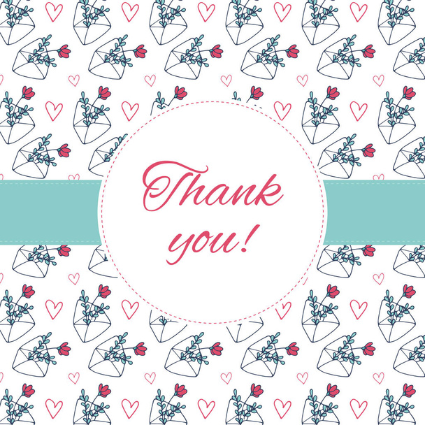 White Appreciation card with a floral pattern. Thank You card - Фото, изображение