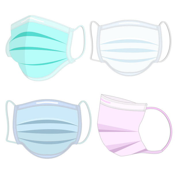 Set of Protective Medical face mask. Vector illustration - Vector, Image